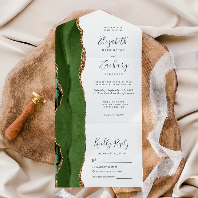 Casamento Moderno em Ágata Dourada Verde Caçador (Criador carregado)