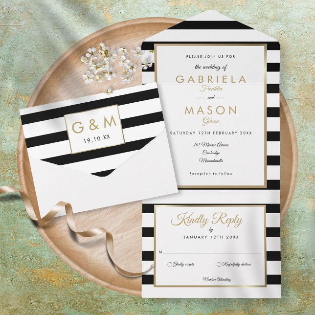 Casamento Moderno em Listras Pretas e Brancas com  (Criador carregado)