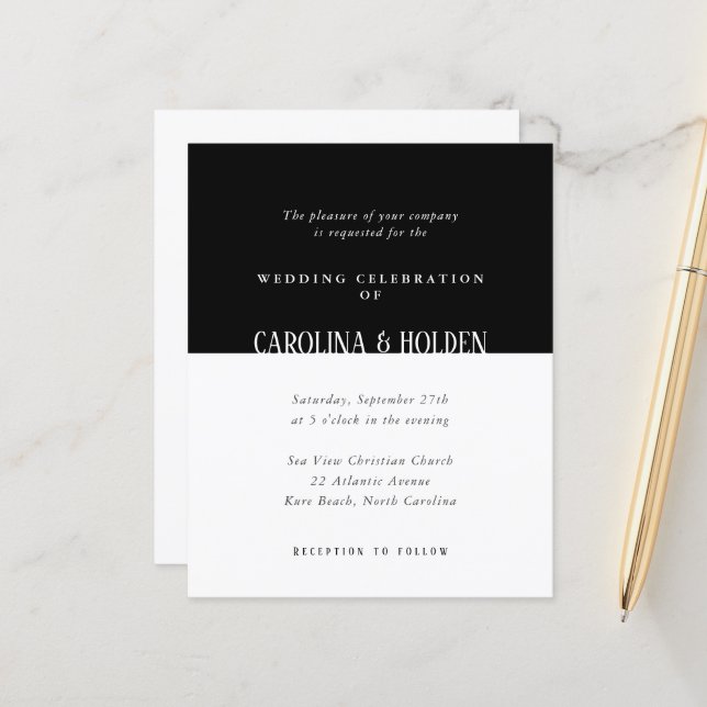 Casamento Moderno em Preto e Branco com Bloco de C (Frente/Verso In Situ)