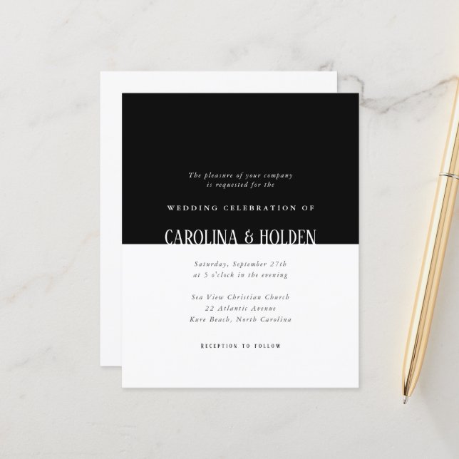 Casamento Moderno em Preto e Branco com Bloco de C (Frente/Verso In Situ)