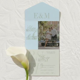 Casamento Moderno em Verde Sage e Azul com Letra