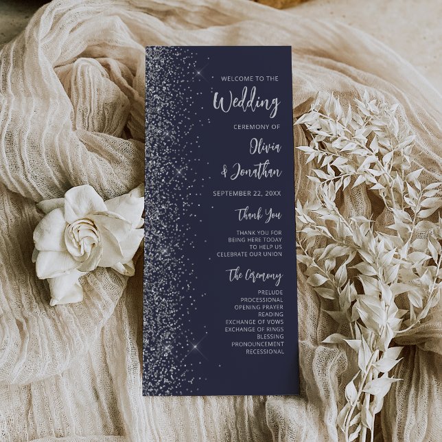 Casamento Moderno Escrito em Glitter Azul Prata (Criador carregado)