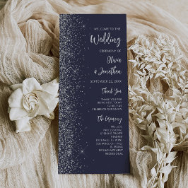 Casamento Moderno Escrito em Glitter Azul Prata