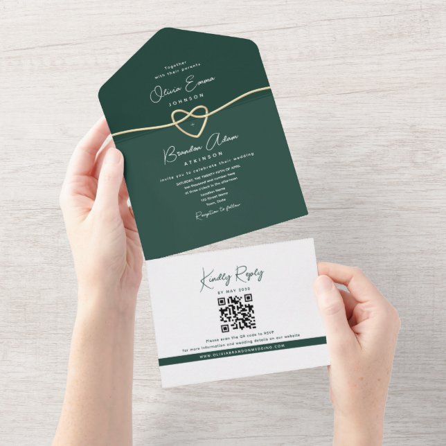 Casamento Moderno Esmeralda Verde Dourado (Tearaway)