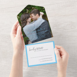 Casamento Moderno Foto Azul Chic