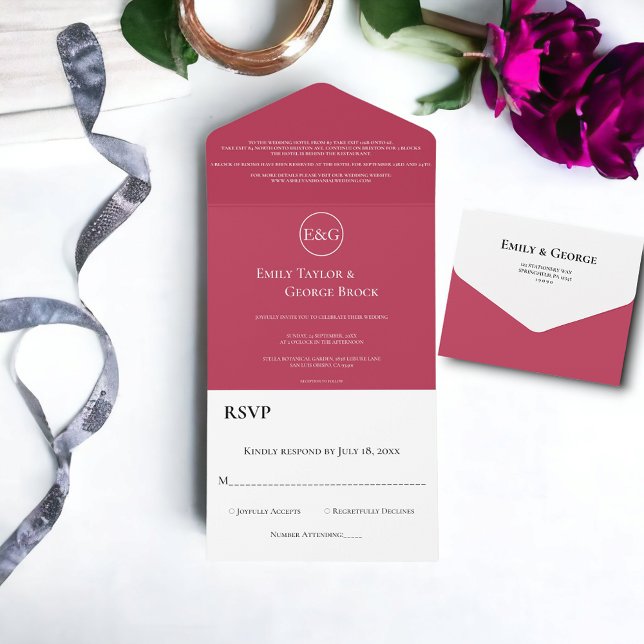 Casamento Moderno Magenta Magenta Clássica Elegant (Criador carregado)