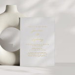 Casamento Moderno Minimalista Branco e Dourado<br><div class="desc">Convite para Casamento Branco e Folha Ouro de Script Moderno Minimalista</div>