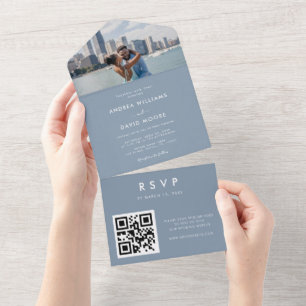 Casamento Moderno Minimalista com Código QR de Fot