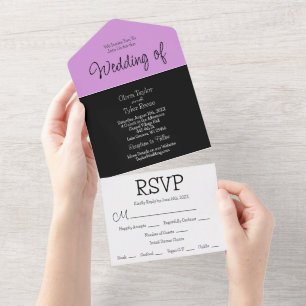 Casamento Moderno Minimalista Negro, Roxo e Branco