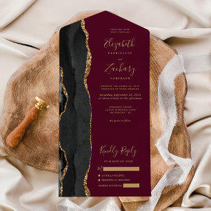 Casamento Moderno Preto Dourado Ágata Borgonha