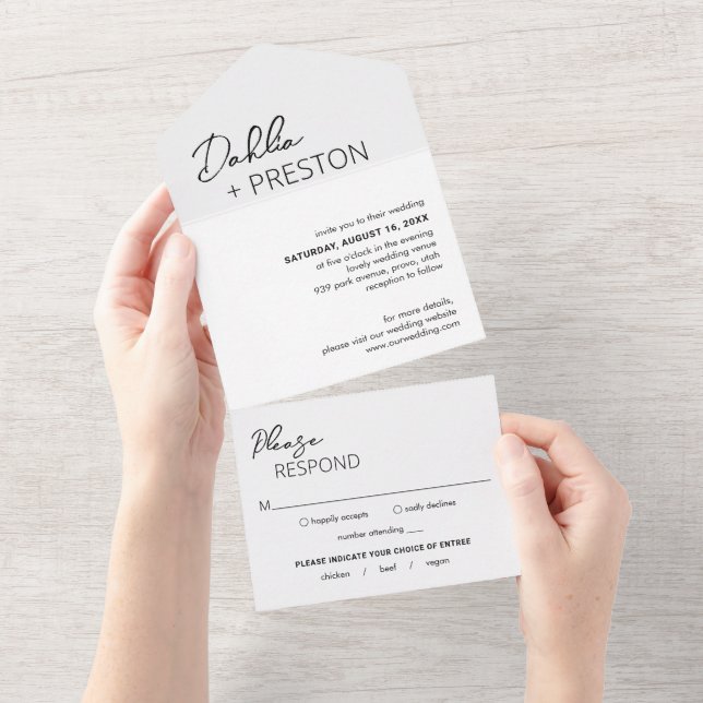 Casamento Moderno Preto e Branco Minimalista (Aba destacável)