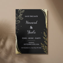 Casamento Moderno Preto e Dourado Save the Date