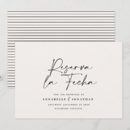 Casamento moderno Reserve a Data creme preto Salva