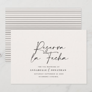 Casamento moderno Reserve a Data creme preto Salva