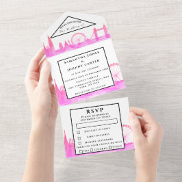 Casamento Moderno Rosa Aquarela RSVP Cidade de Lon