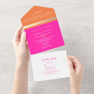 Casamento Moderno Rosa e Laranja