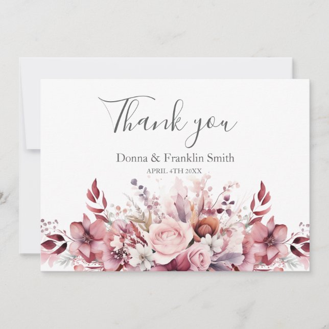 Casamento Moderno Rosa Poeirento Agradecimento (Frente)