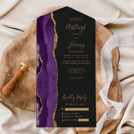Casamento Moderno Roxo Dourado Ágata Escuro