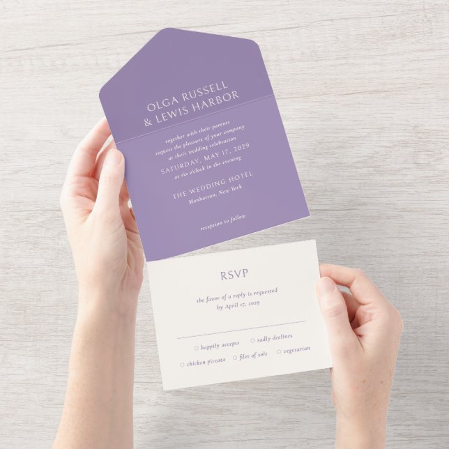 Casamento Moderno Roxo Simples (Aba destacável)