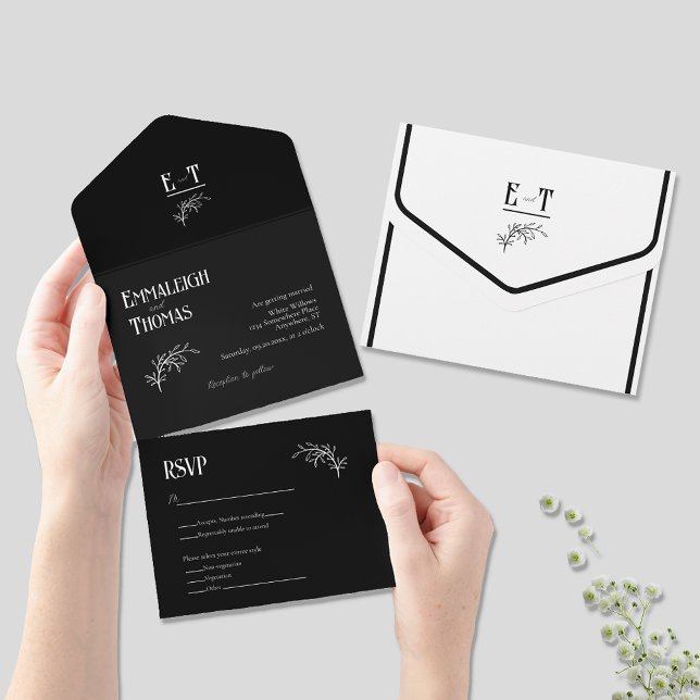 Casamento Moderno Simples Preto e Branco Clássico (Criador carregado)