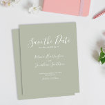 Casamento Moderno Verde de Orçamento Salvar a Data<br><div class="desc">Casamento de Orçamento Salva a Data Convite apresenta um design tipográfico elegante, moderno e limpo com um esquema de cor verde-sábio. Este convite está pronto para você personalizar com os detalhes do seu dia especial. Por favor, navegue no pacote de casamento mínimo Elegante verde Sage para obter itens de papelaria...</div>