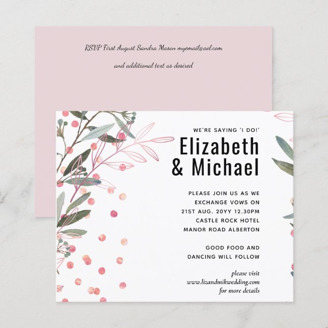 Casamento Moderno Verde Rosa (Frente/Verso)