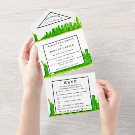 Casamento Moderno Verde Verde de Nova York RSVP