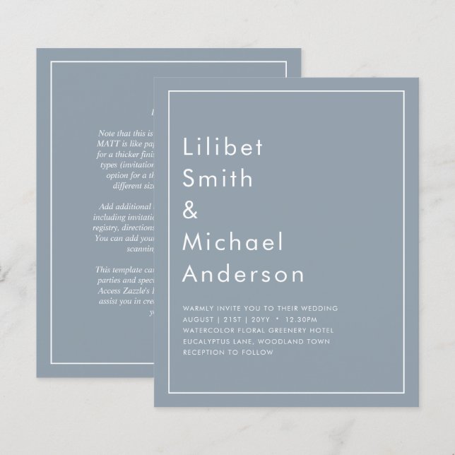 Casamento Monocromático Azul com Derrame de Orçame (Frente/Verso)