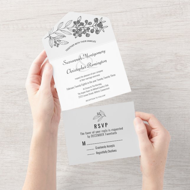 Casamento Monocromático Minimalista de Berry Leaf (Aba destacável)