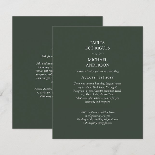 Casamento Monocromático Moderno Tudo em Um Orçamen (Frente/Verso)