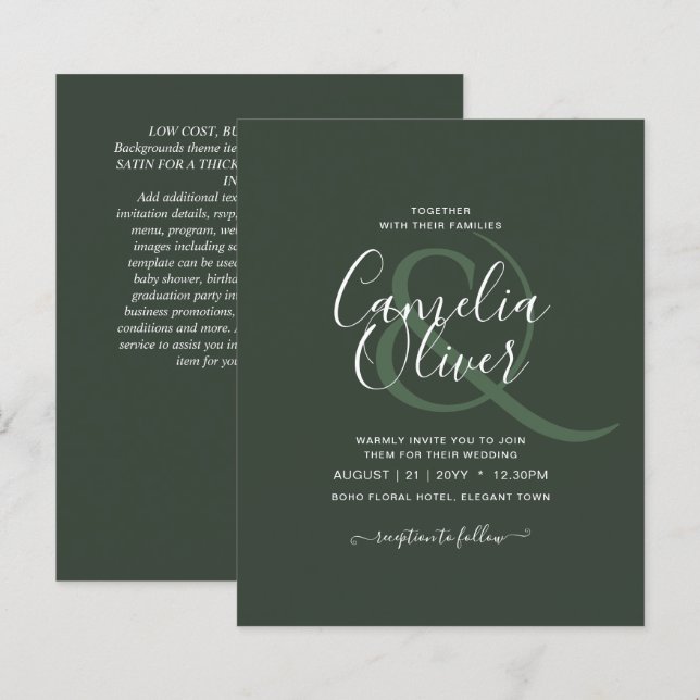 Casamento Monocromático Verde Moderno (Frente/Verso)
