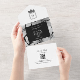 Casamento Monograma Chic Prata Preto e Branco