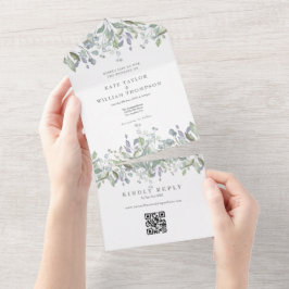 Casamento Monograma Código QR de Sabugueiro e Lilá
