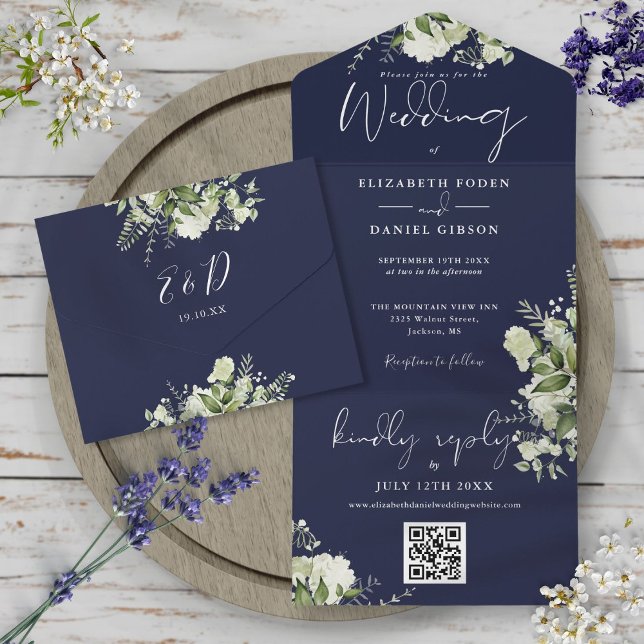 Casamento Monograma Código QR Verde Azul-Marinho (Criador carregado)