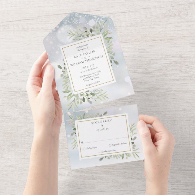 Casamento Monograma de Vegetação com Neve de Inver (Aba destacável)