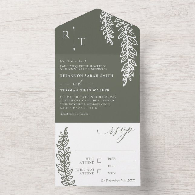 Casamento Monograma De Verde Branco Oleícola (Interno)