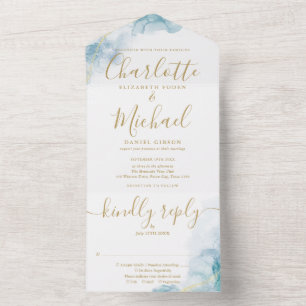 Casamento Monograma Dourado em Letra Script Aquare