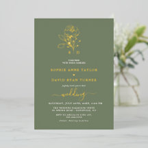 Casamento Monograma Floral Dourado Elegante em Ver