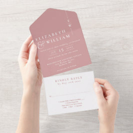 Casamento Monograma Minimalista Elegante Rosa Desb