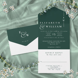 Casamento Monograma Minimalista Verde Esmeralda El