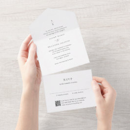 Casamento Monograma Preto e Branco Limpo Moderno