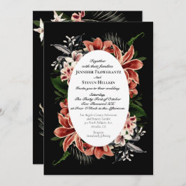 Casamento Moody Escuro Convite QR Código Botânico