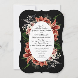 Casamento Moody Escuro Convite QR Código Botânico