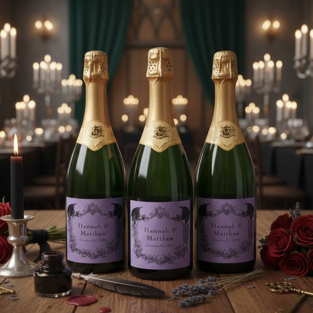 Casamento Morcego Roxo Preto Gótico Vintage (Criador carregado)