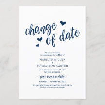 Casamento, Mudança de data, Azul-marinho, Anúncio