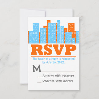 Casamento Na Cidade Laranja E Cartões RSVP Azuis