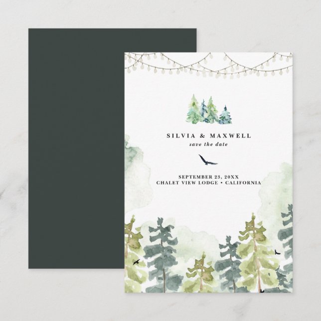 Casamento na Floresta Rústica Save the Date (Frente/Verso)