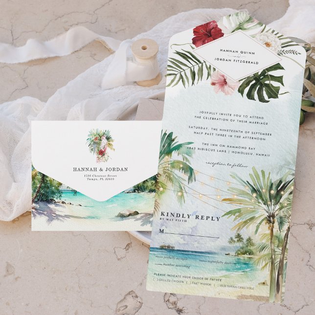 Casamento na Praia com Palmeira Tropical (Criador carregado)