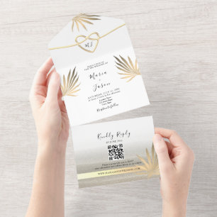 Casamento na Praia com Palmeira Tropical Dourada