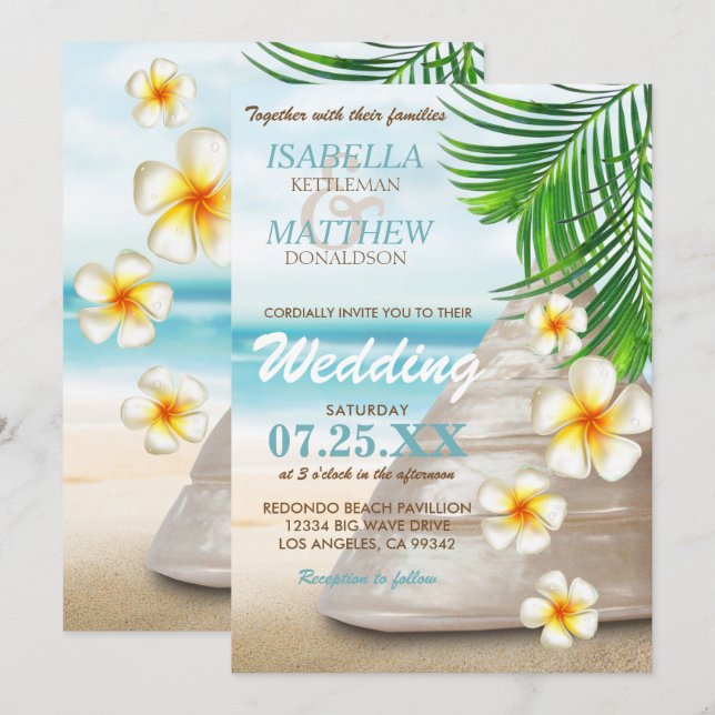 Casamento na praia | Convites (Frente/Verso)